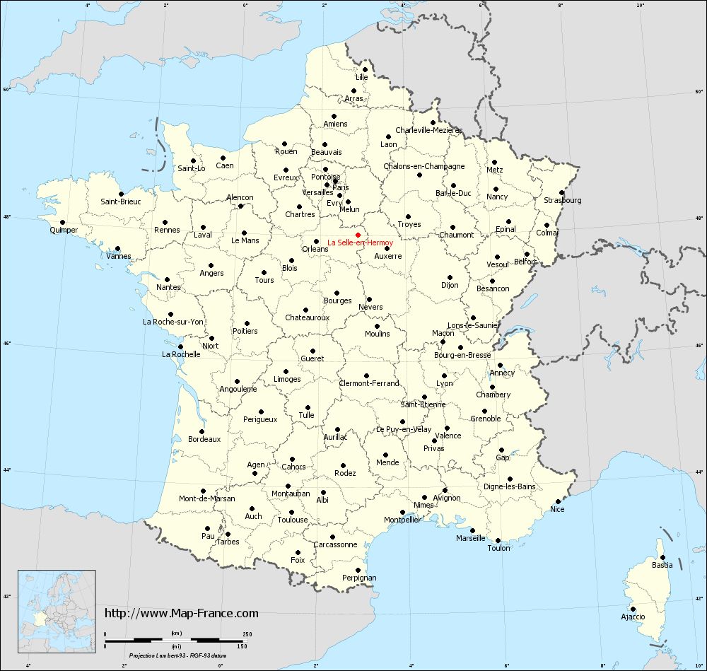 Administrative map of La Selle-en-Hermoy